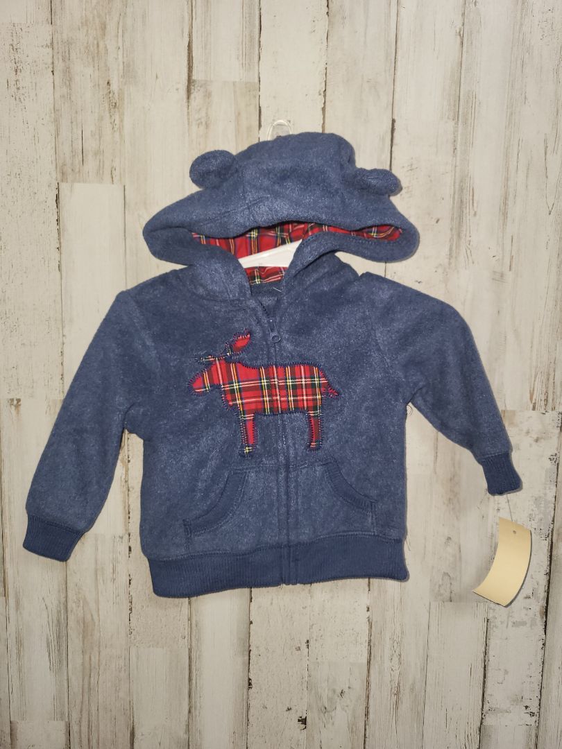 navy carters plaid moose fleece jacket, BOY 6M