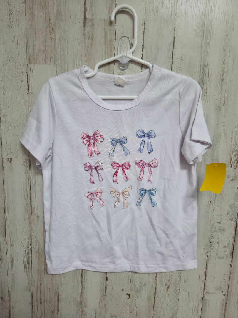 White Shein Bow tee, Girl 5T