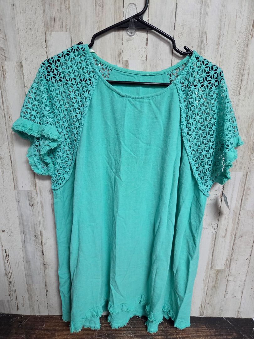 teal unknown Lace fringe top, Ladies L