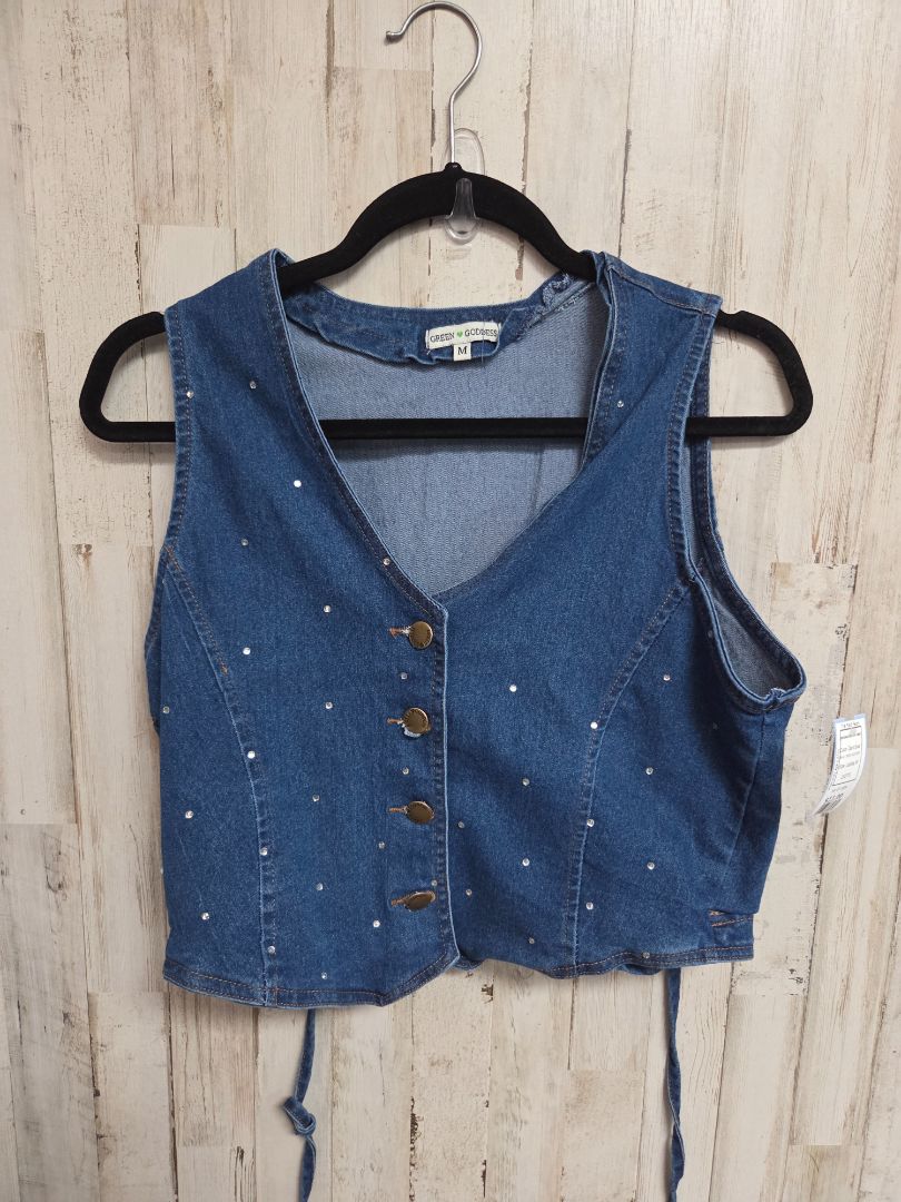 Dark blue GREEN GODDESS Jeweled denim vest, Ladies M