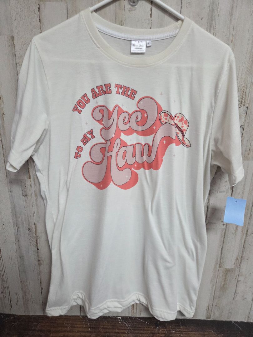 White Always blanks Yew haw tee, Ladies L