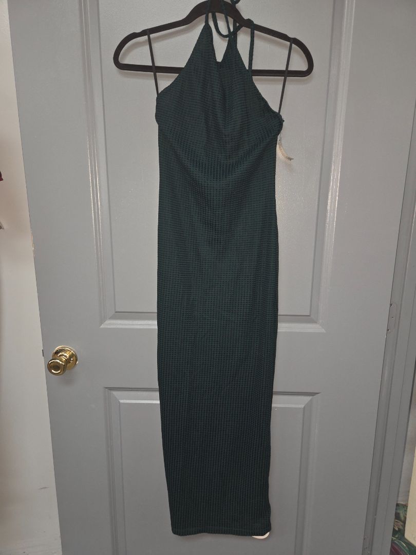 GREEN SHEIN WAFFLE KNIT MAXI, LADIES S