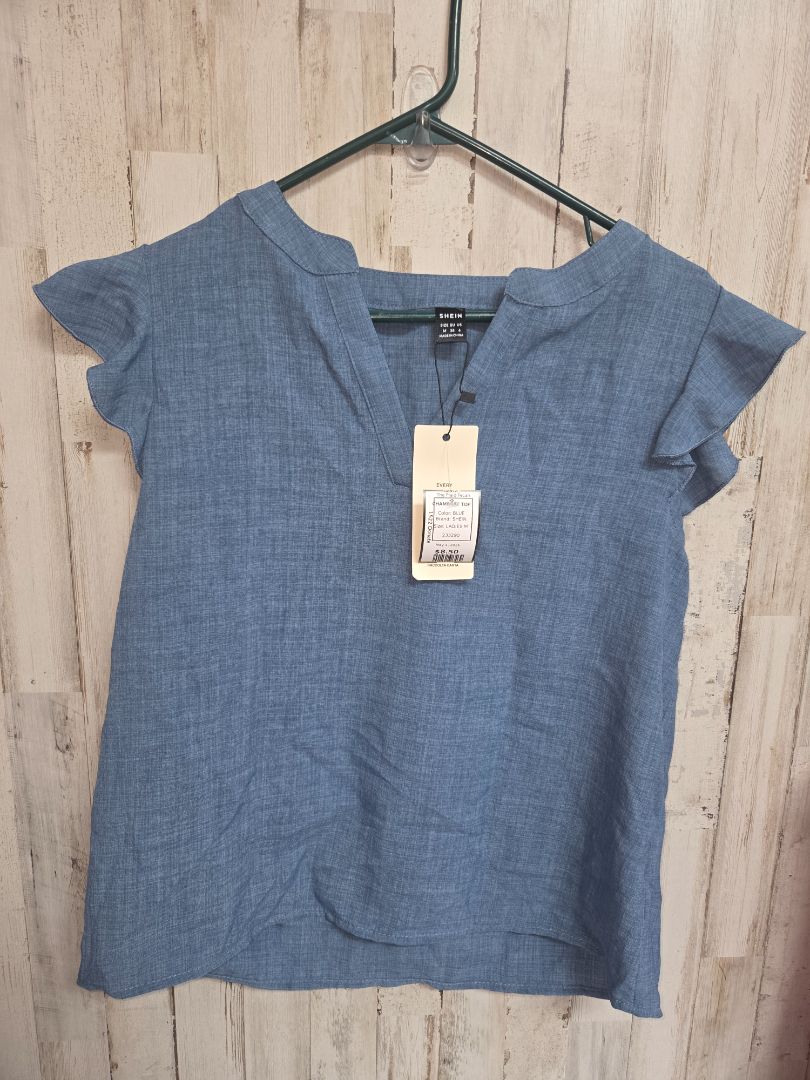 BLUE SHEIN CHAMBRAY TOP, LADIES M