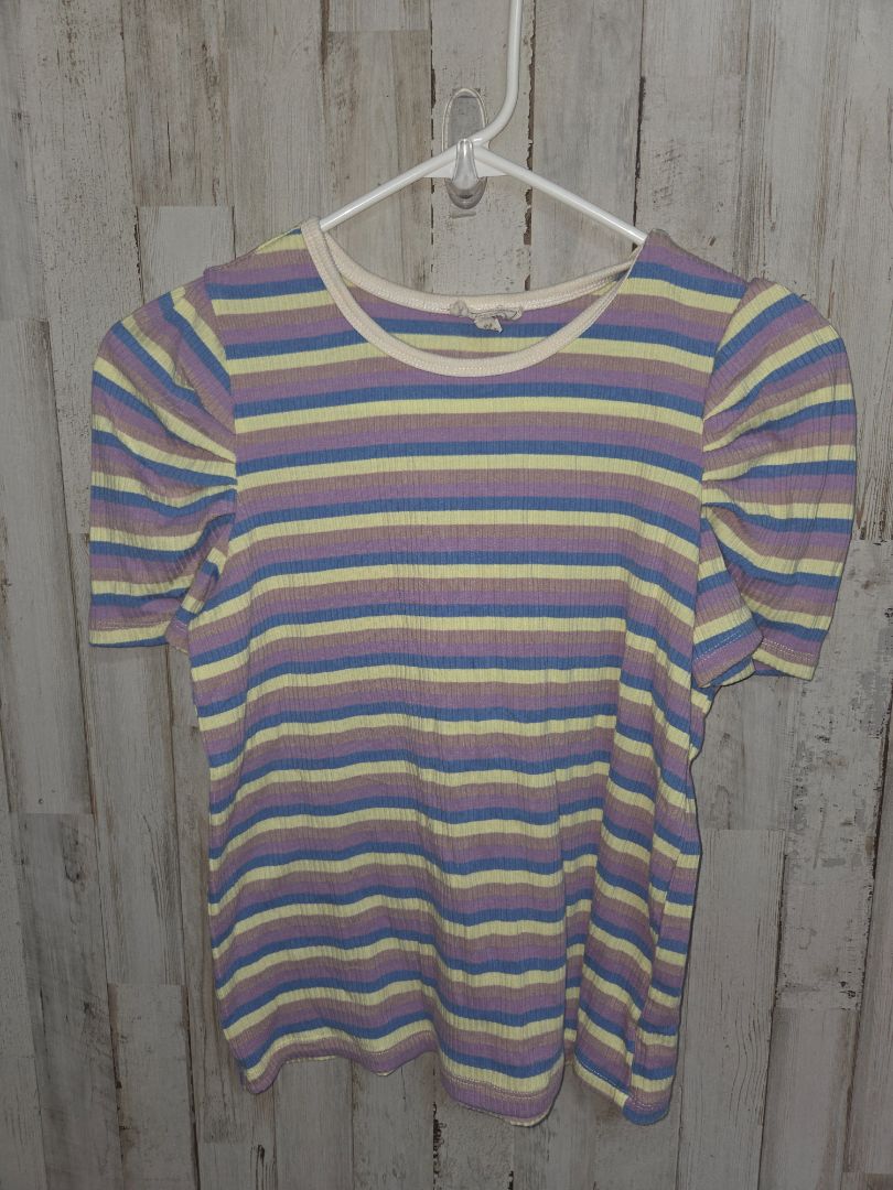 PURPLE/GREEN HAYDEN GIRLS RIBBED STRIPED TOP, GIRL 14/16