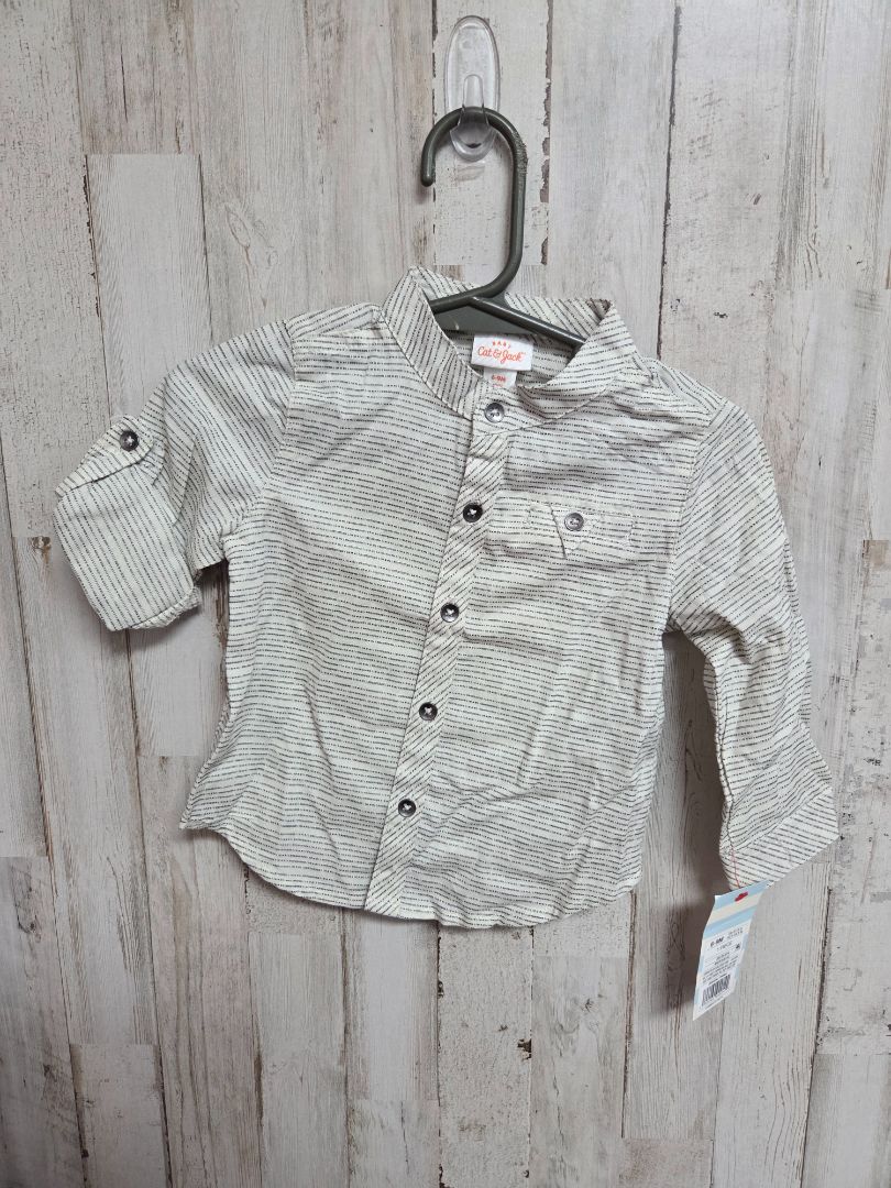 CREAM CAT & JACK STRIPED BUTTON UP, BOY 6-9M