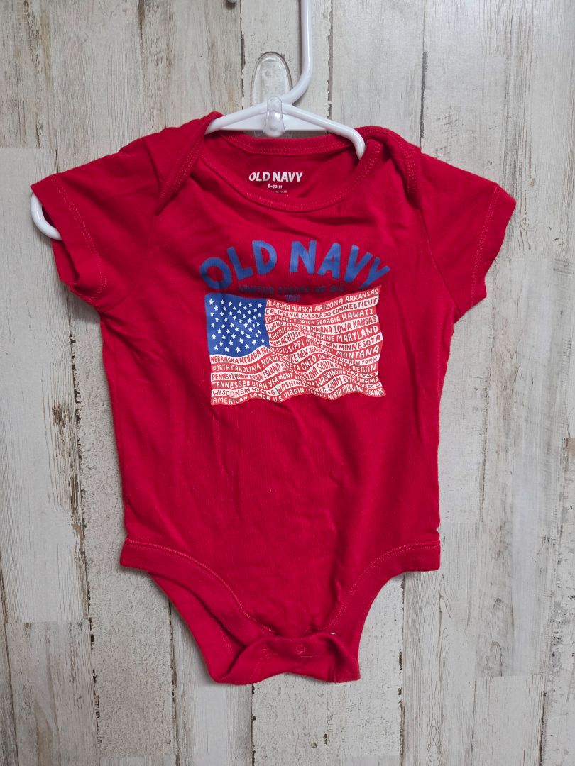 RED OLD NAVY STATES FLAG ONESIE, BOY 6-12M