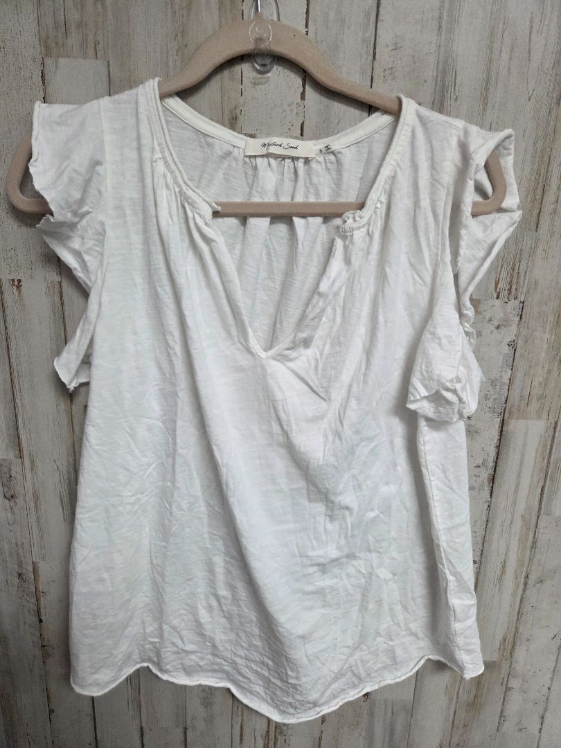WHITE MUSTARD SEED HEATHERED V TOP, LADIES S