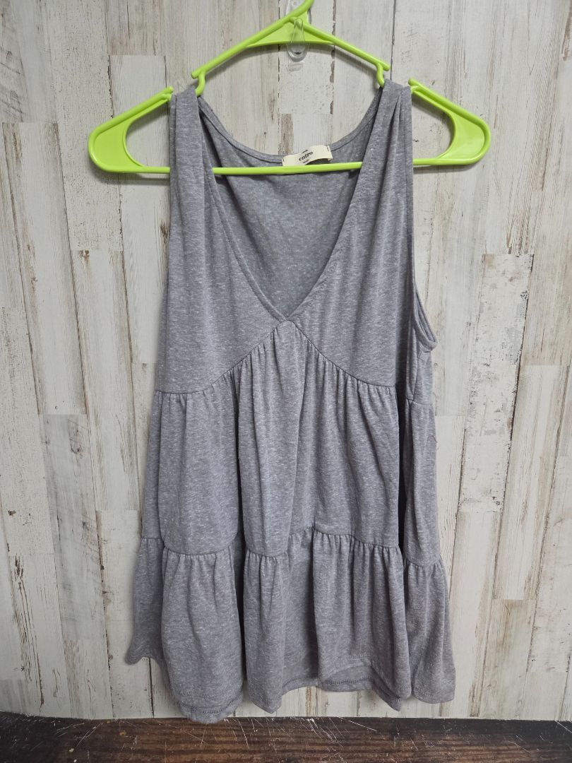 GREY ENTRO HEATHERED DEEP V TOP, LADIES M