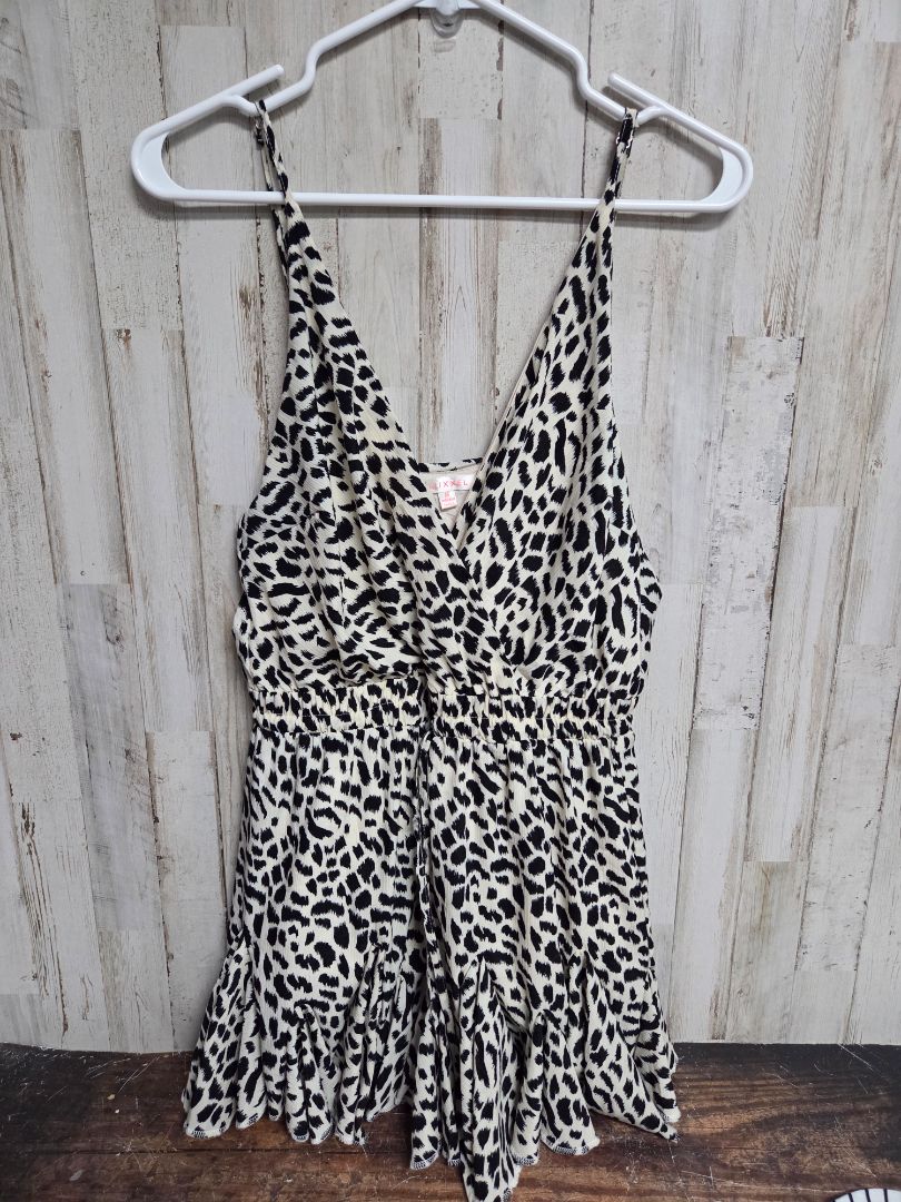 CREAM/BLACK LUXXEL CHEETAH MINI DRESS, LADIES M