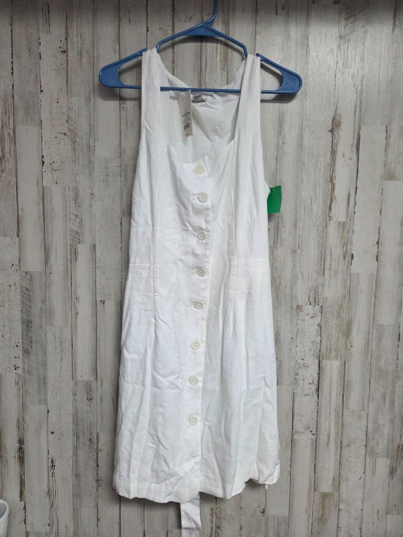 WHITE A NEW DAY LINEN BUTTON DRESS, LADIES L