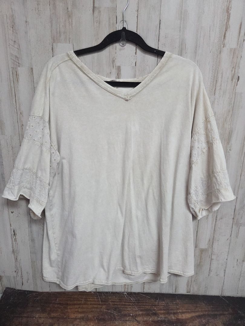 CREAM EASEL EYELET SLEEVE TOP, LADIES XL