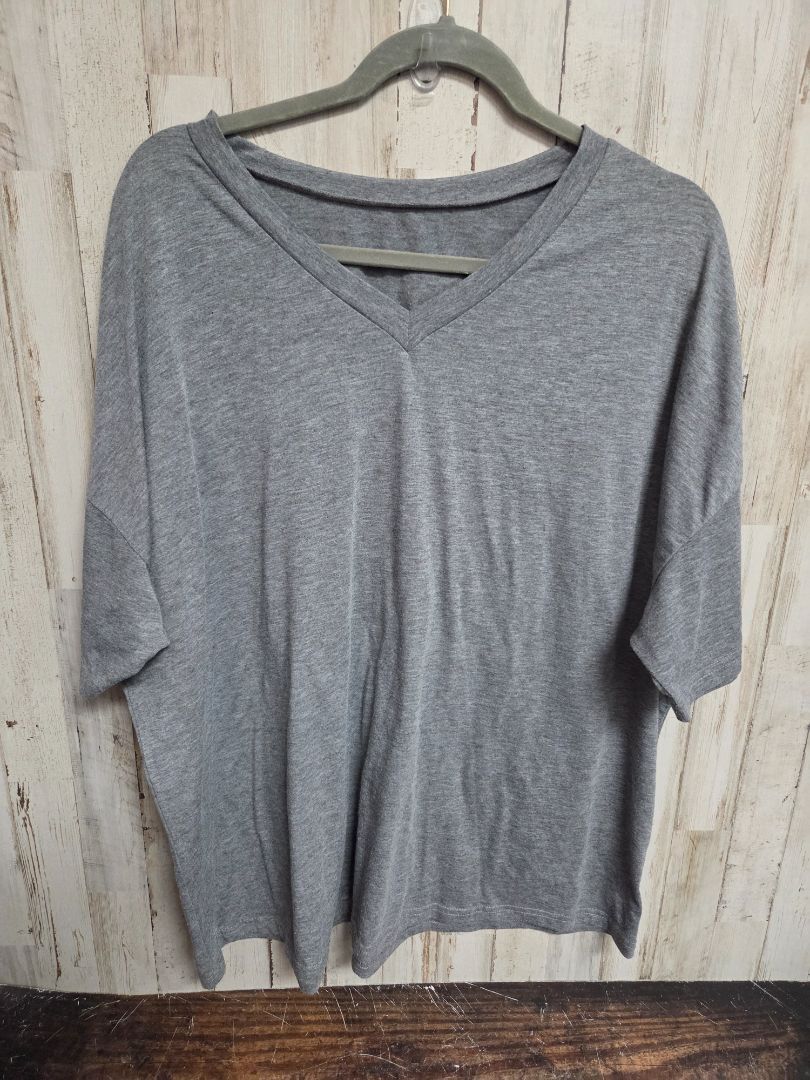 GREY VNECK TOP, LADIES 2X