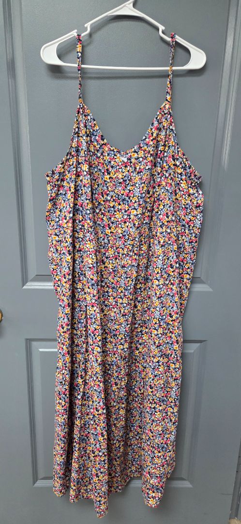 BLUE OLD NAVY FLORAL CAMI MAXI, LADIES 4X