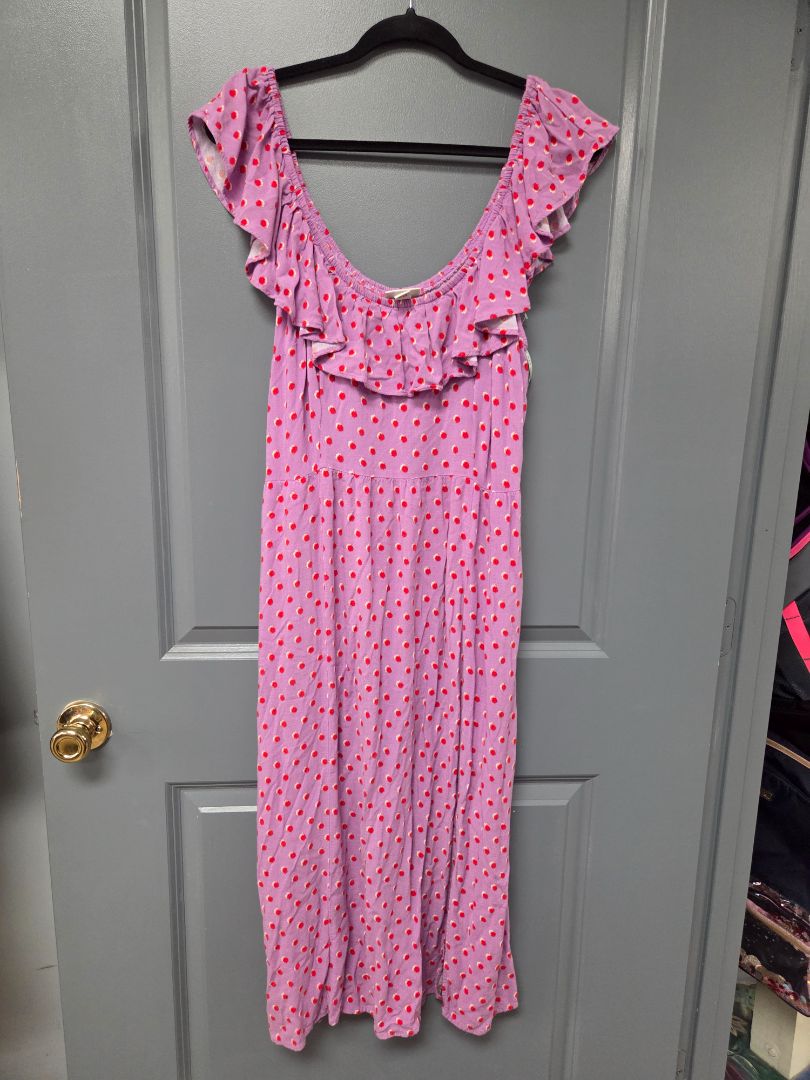 PURPLE AVA & VIV DOTTED MAXI DRESS, LADIES XL