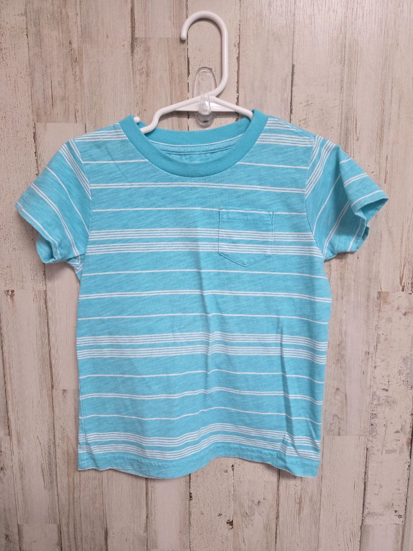 TURQUOISE CROWN & IVY STRIPED POCKET TEE, BOY 4T