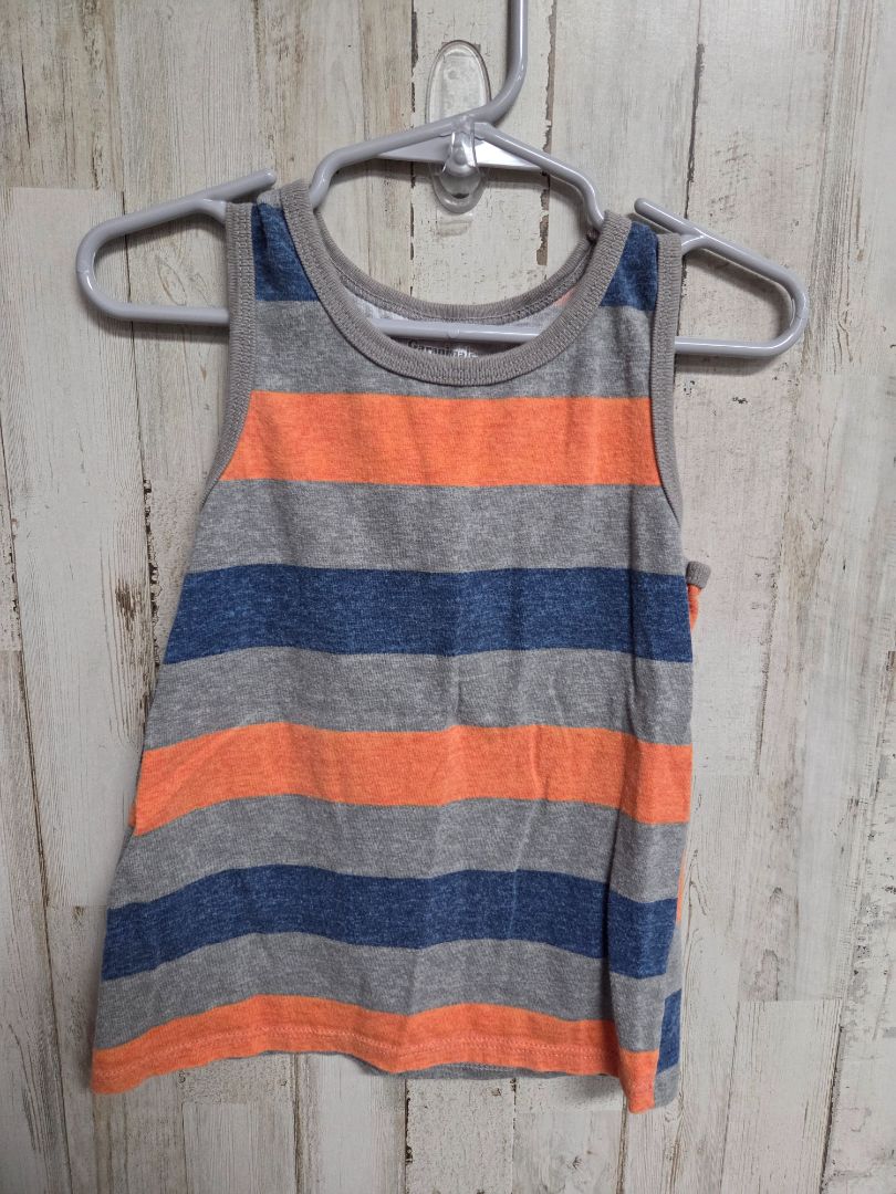 GREY GARANIMALS STRIPED TANK, BOY 4T