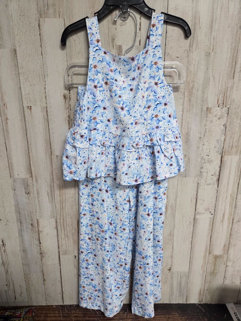 BLUE BTWEEN FLORAL PEPLUM SET, GIRL 5T