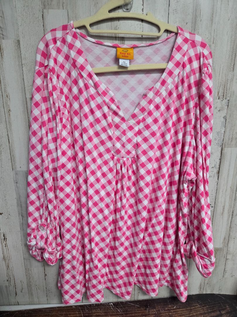 PINK RUBY RD GINGHAM TOP, LADIES 2X
