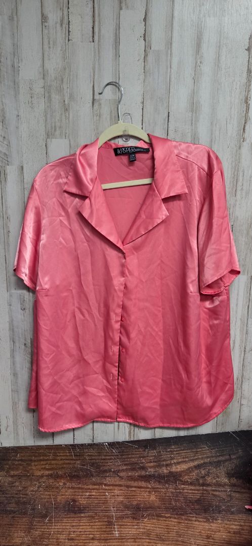 PINK KASPER SZ22 SATIN BUTTON UP, LADIES 3X