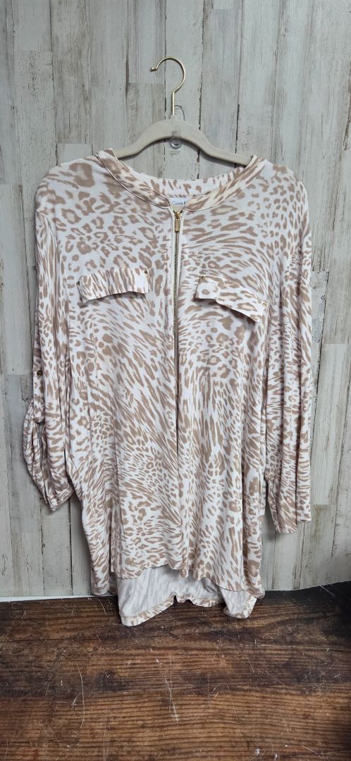 TAN CALVIN KLEIN CHEETAH PRINT TOP, LADIES 3X