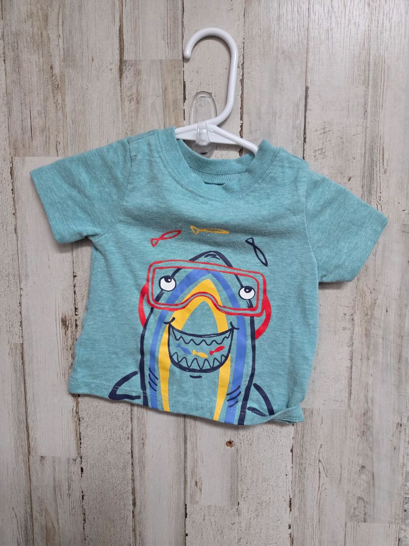 TEAL GARANIMALS SHARK TEE, BOY 0-3M