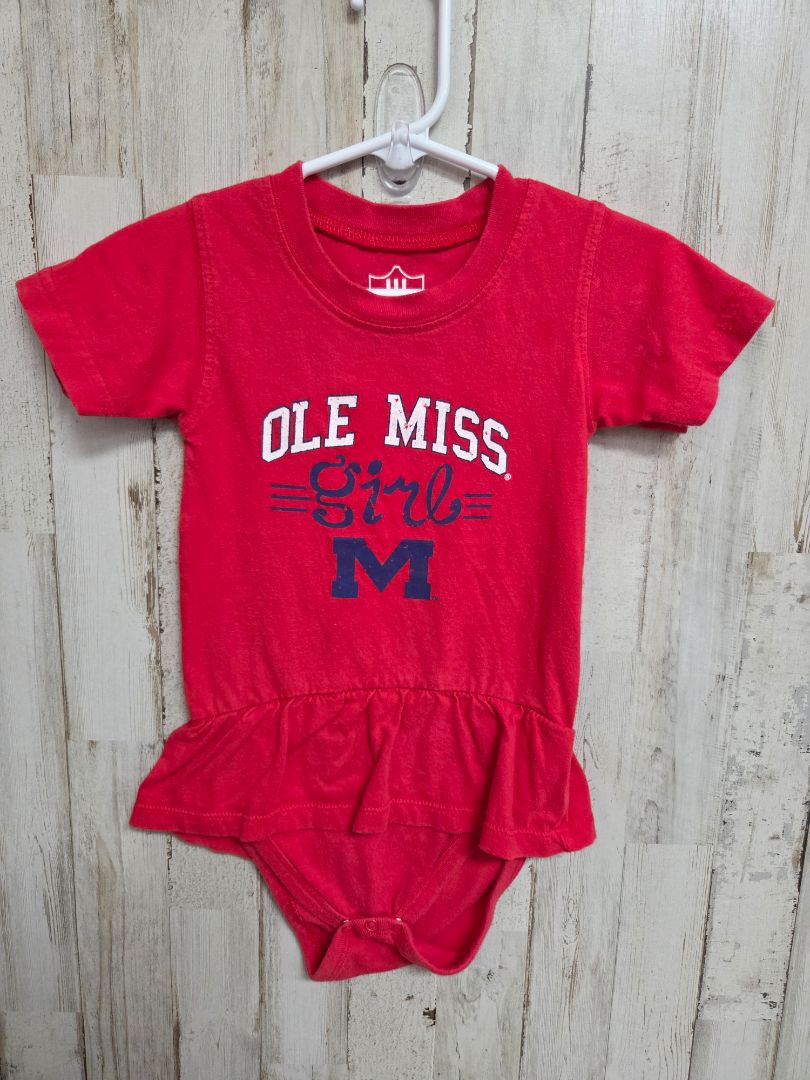 RED WES AND WILLY OLE MISS ONESIE, GIRL 24M