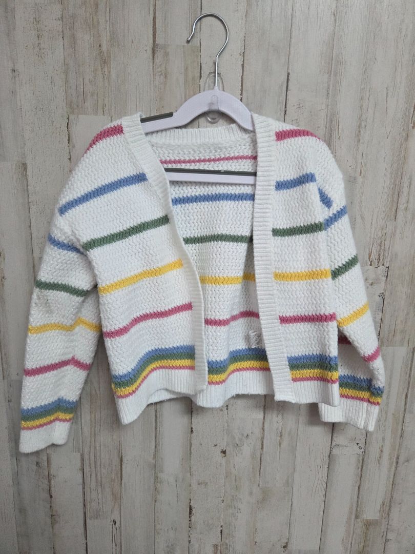 WHITE SHEIN KNIT STRIPE CARDIGAN, GIRL 6