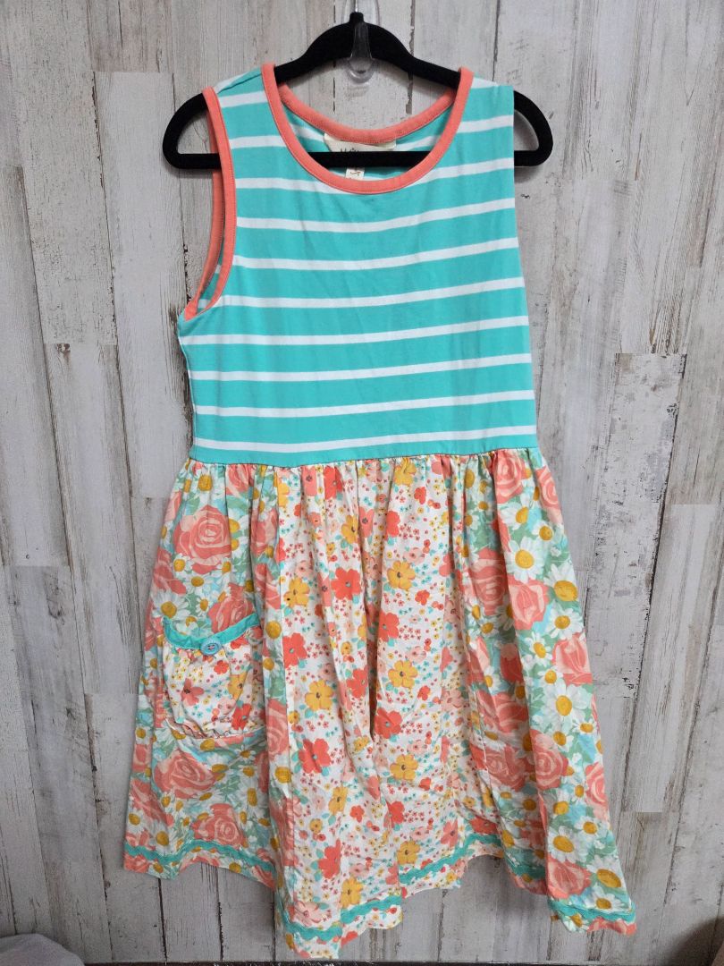 TURQUOISE MATILDA JANE STRIPE FLORAL DRESS, GIRL 8