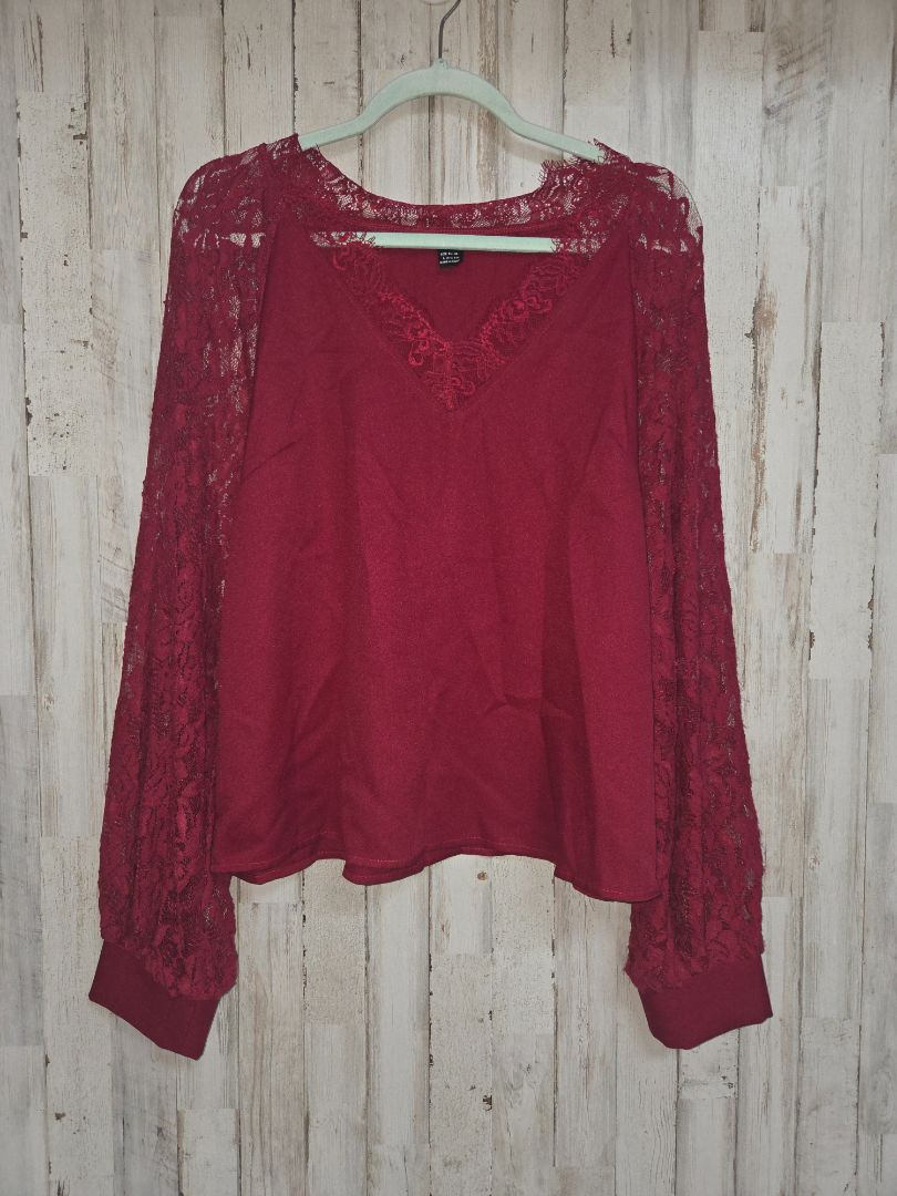 maroon shein lace sleeve blouse, LADIES L