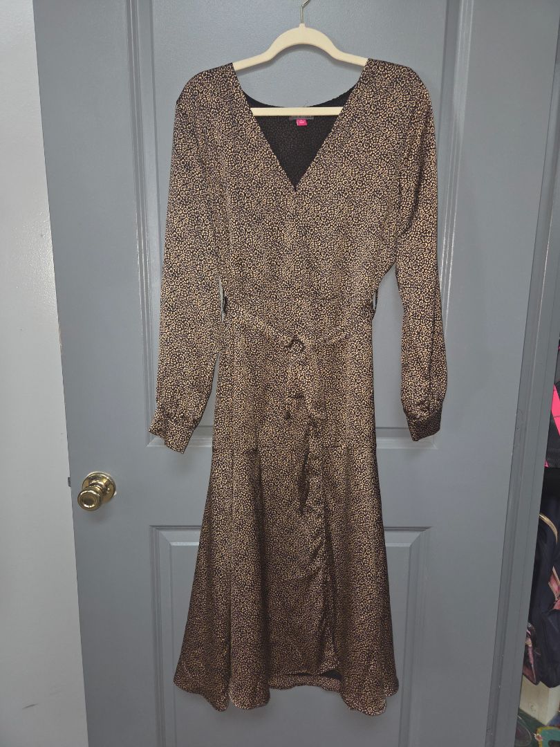 brown vince camuto PRINTED MAXI DRESS, LADIES L
