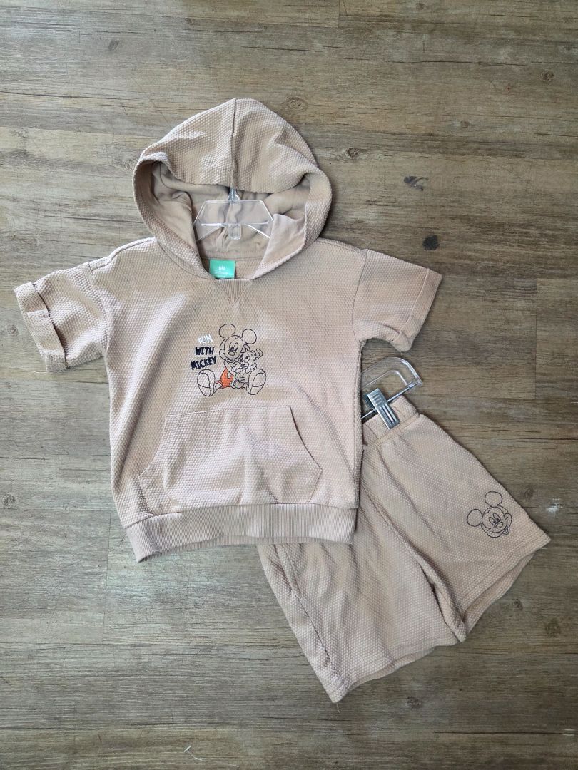 tan disney mickey 2pc set, boy 24m