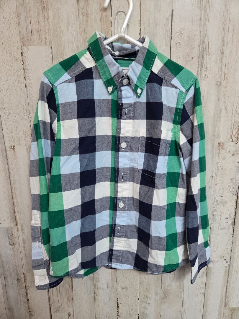blue/green izod plaid button up, boy 5/6