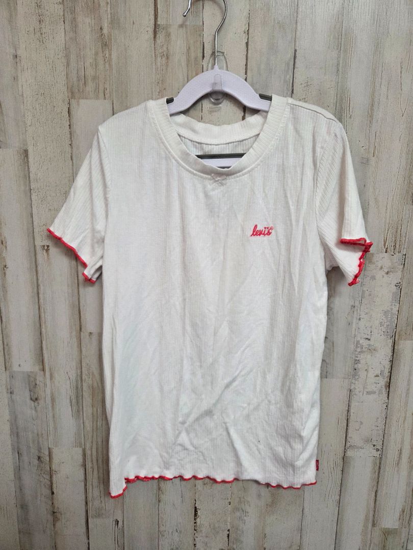 white levis ribbed ruffle top, girl 14/16