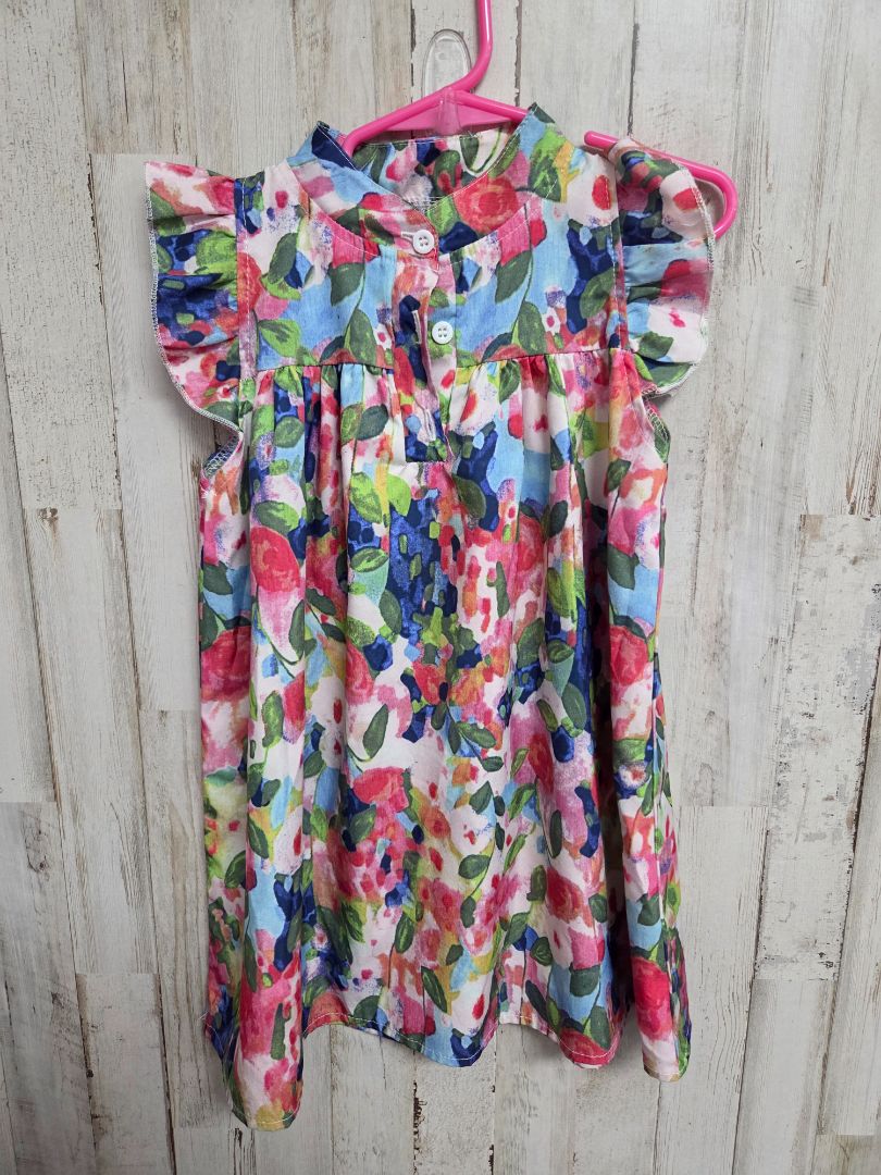 blue/pink bear leader floral dress, girl 3t