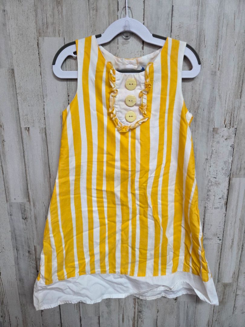 yellow donita striped button dress, girl 6