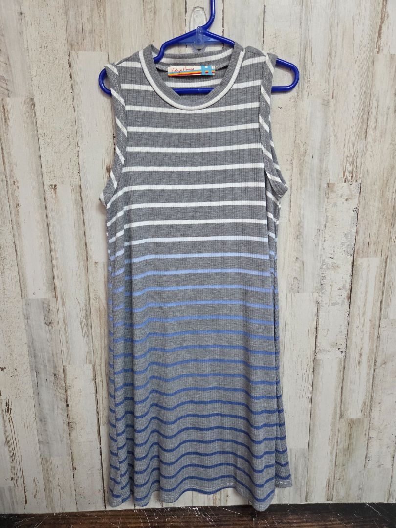 grey vintage havana striped ribbed dress, girl 7/8