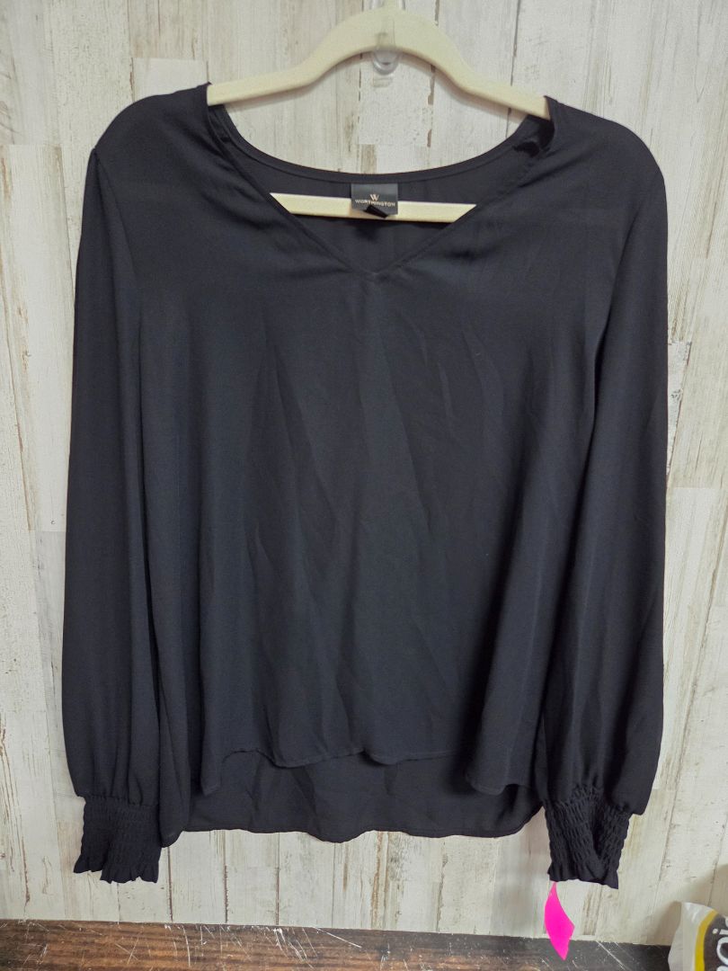 BLACK WORTHINGTON SHEER TOP, LADIES M