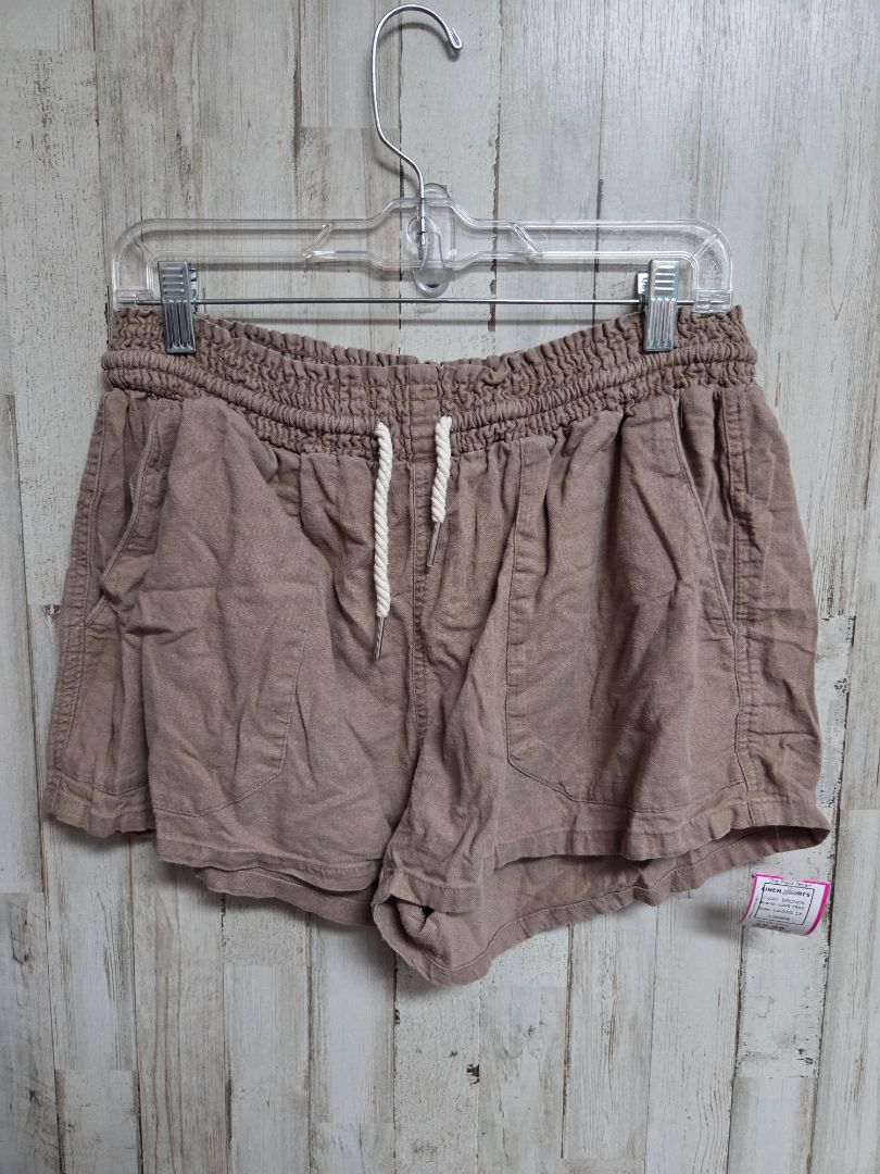 BROWN LOVE TREE LINEN SHORTS, LADIES 1X