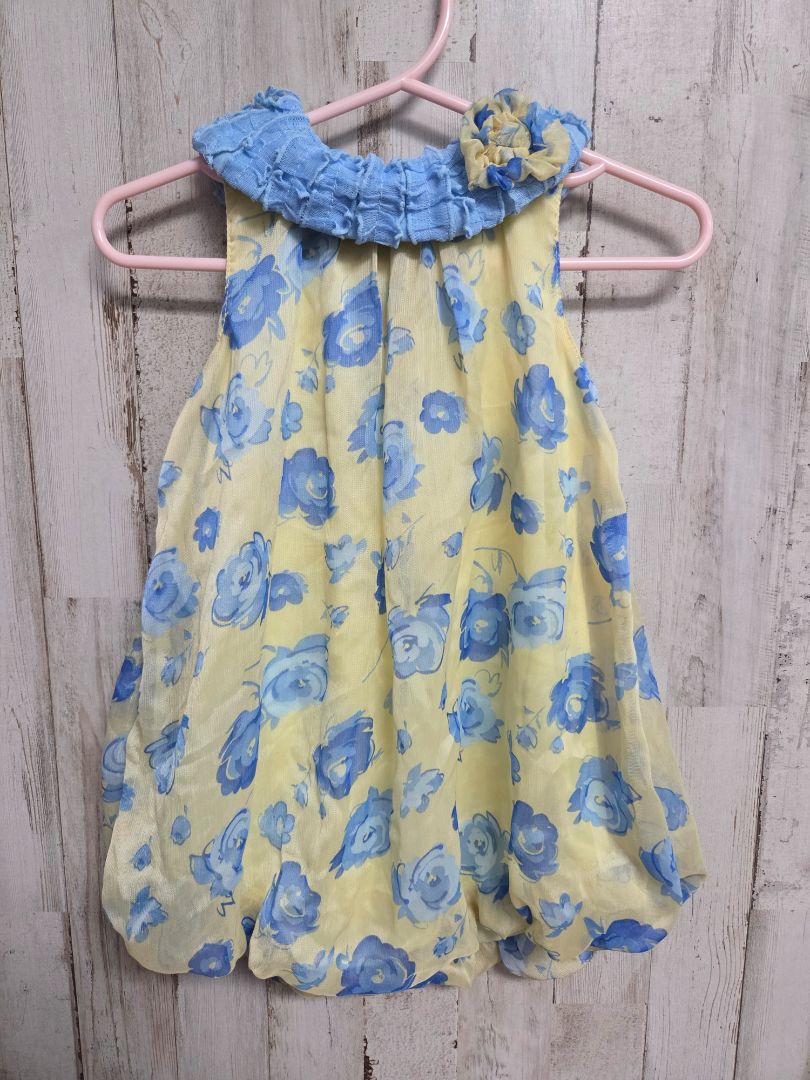 YELLOW/BLUE NURSERY RHYME MESH FLORAL BUBBLE, GIRL 12M