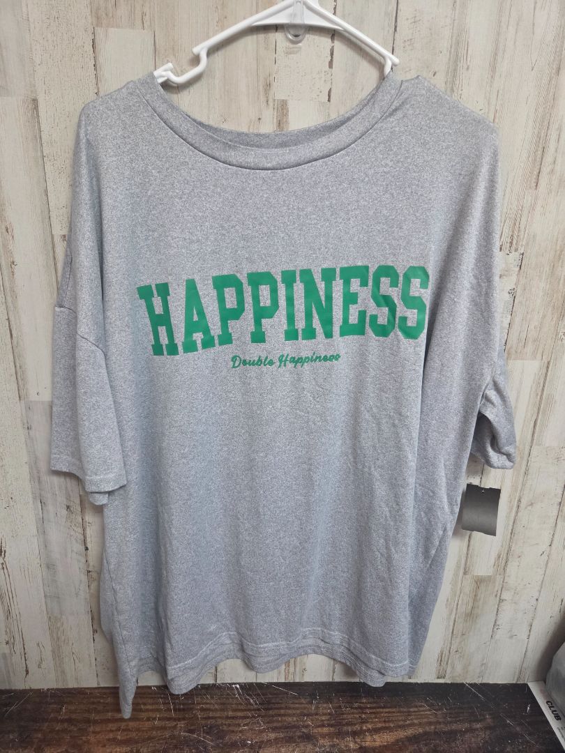 GREY SHEIN HAPPINESS TEE, LADIES 1X