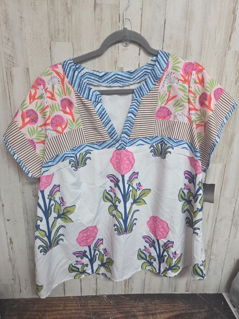 WHITE FLORAL PRINT TOP, LADIES 1X