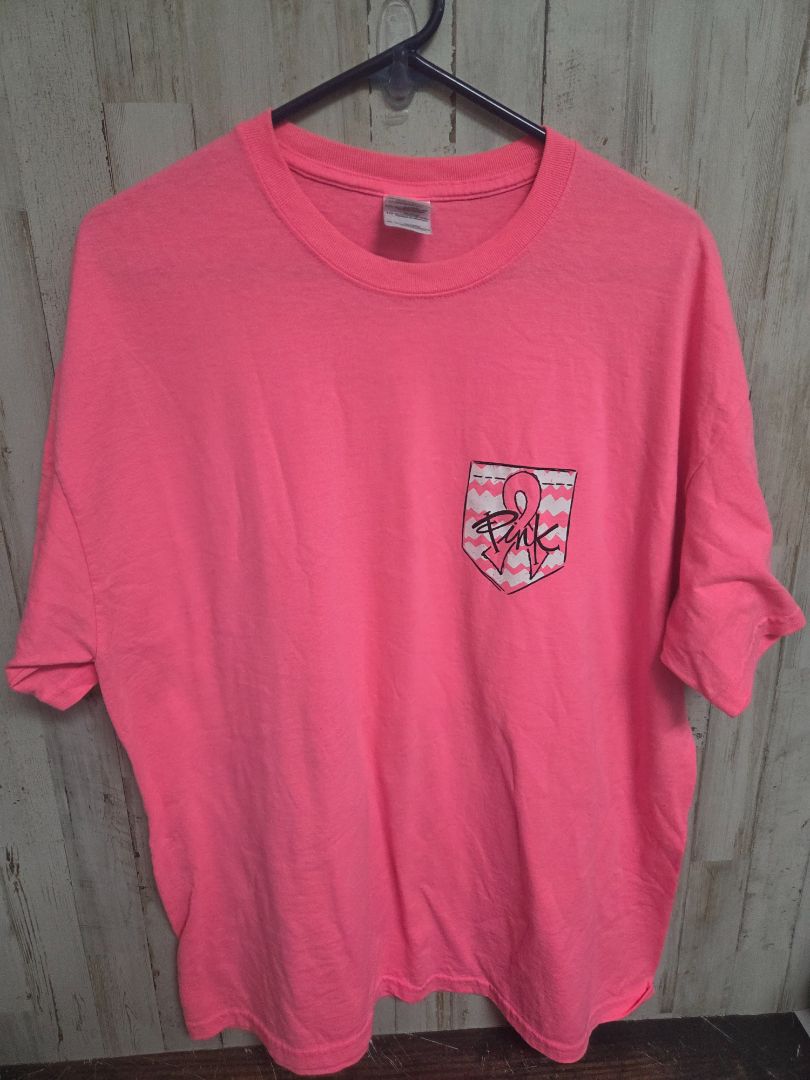 PINK GILDAN BELIEVE IN PINK TEE, LADIES XL