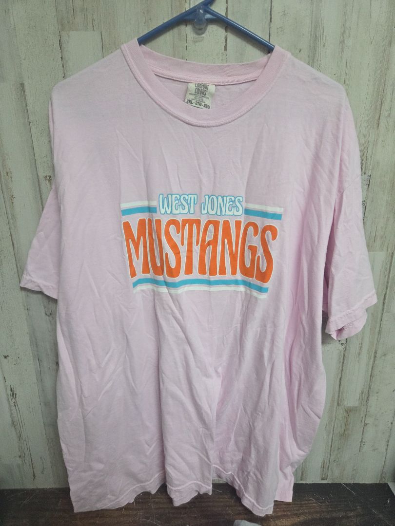 PINK COMFORT COLORS WJ MUSTANGS TEE, LADIES 2X