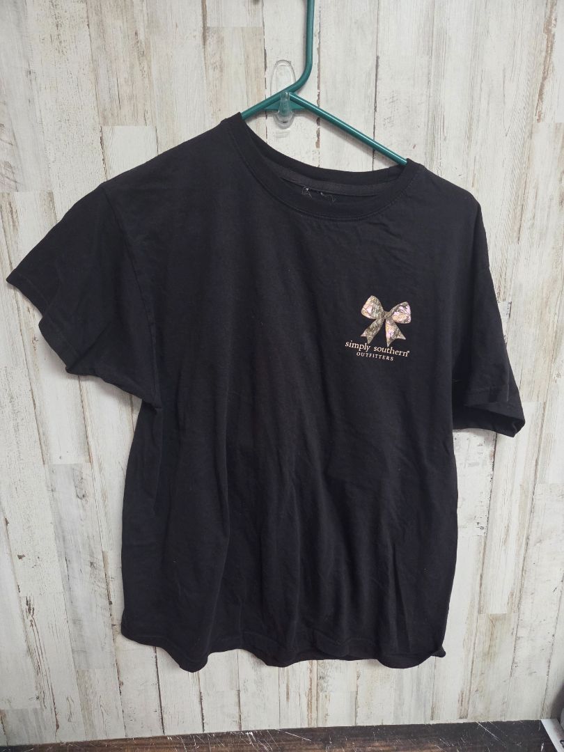 BLACK SIMPLY SOUTHERN DEER BOW TEE, LADIES S/M *NO SIZE TAG*