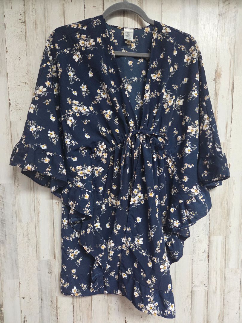 NAVY FLORAL COVERUP, LADIES S/M
