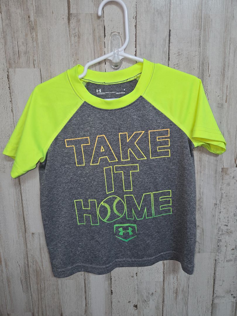 GREY/YELLOW UNDER ARMOUR TAKE IT HOME RAGLAN, BOYS 4