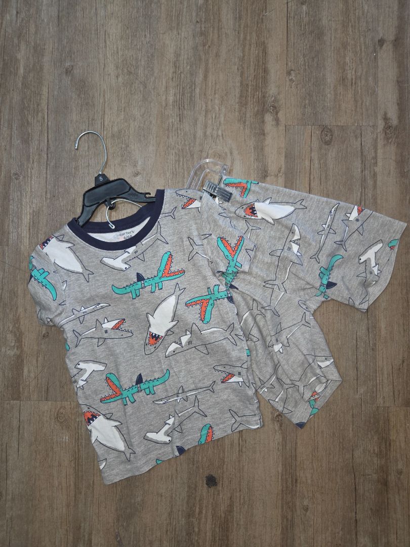 GREY CARTERS SHARK 2PC PJ SET, BOYS 6