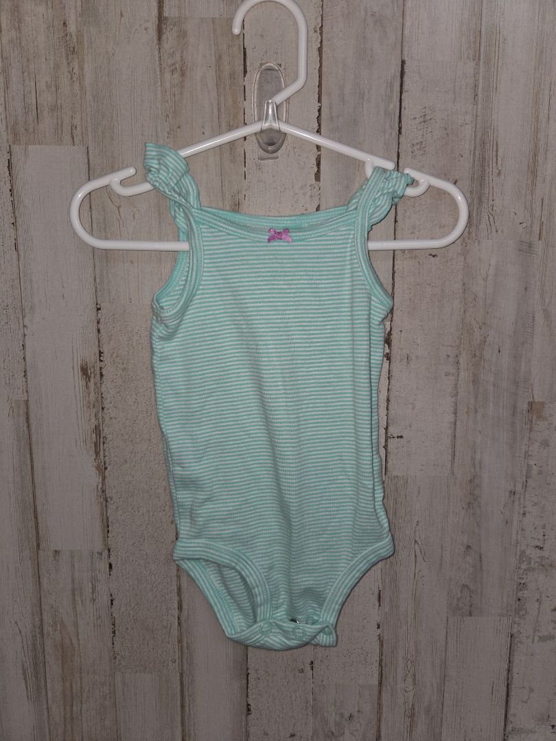 TEAL CARTERS STRIPE ONESIE, GIRLS 6M