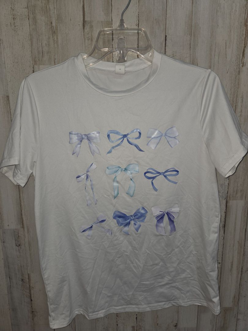 WHITE SHEIN BOW TEE, GIRLS 13