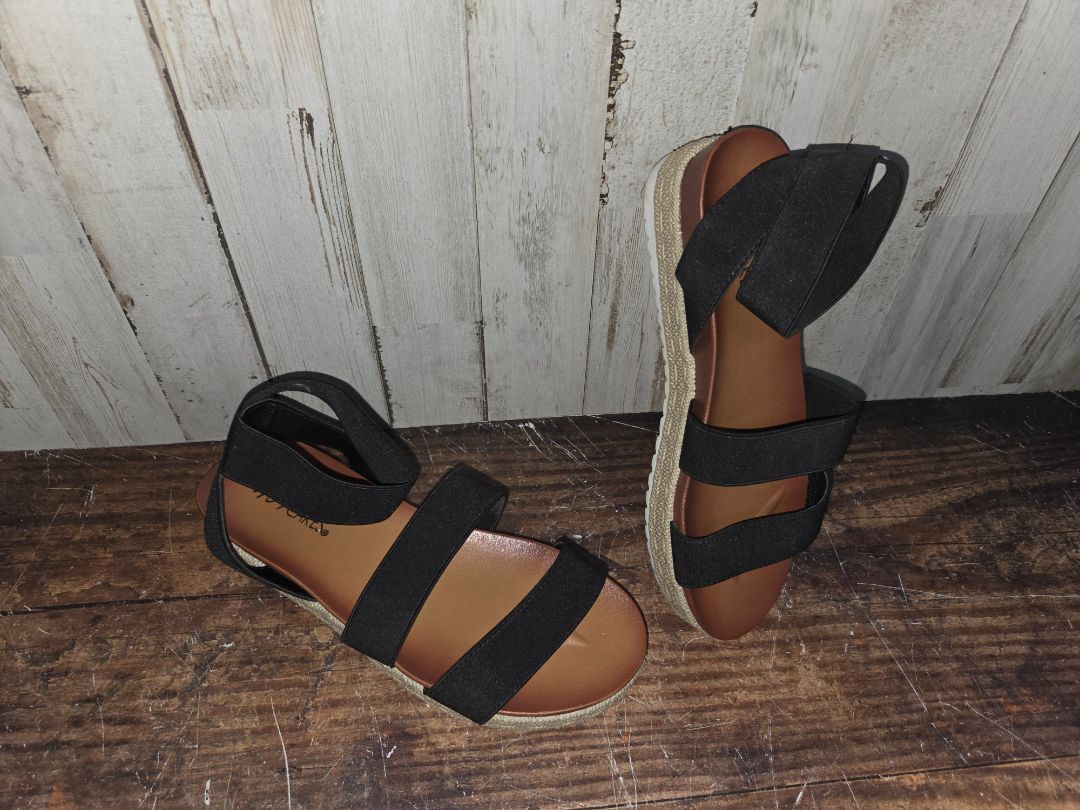 BLACK HOT CAKES STRAP SANDALS, SHOES Y2